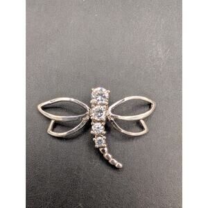 Dainty 925 Sterling Silver Dragonfly Pendant CZ Open Wing Insect Jewelry 1"